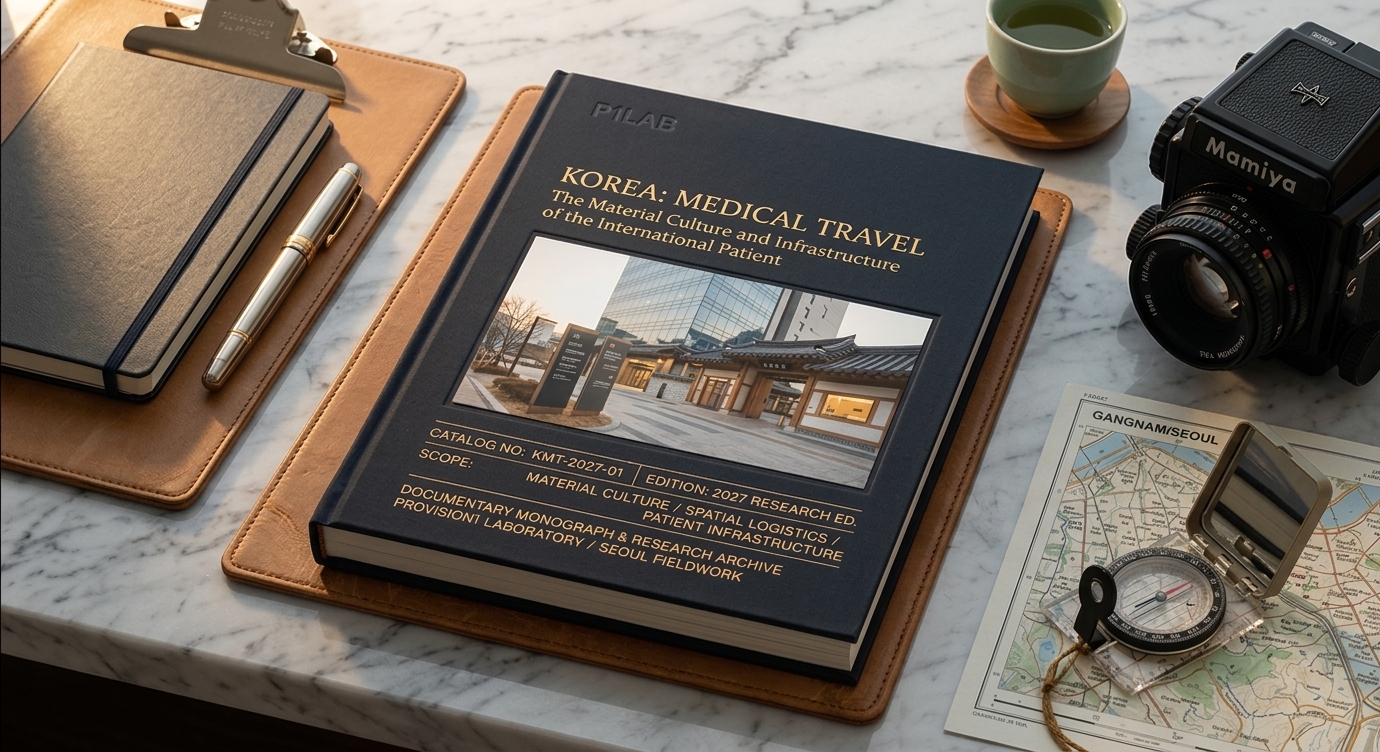 Preliminary physical design study for KOREA: MEDICAL TRAVEL showing the proposed bound monograph.